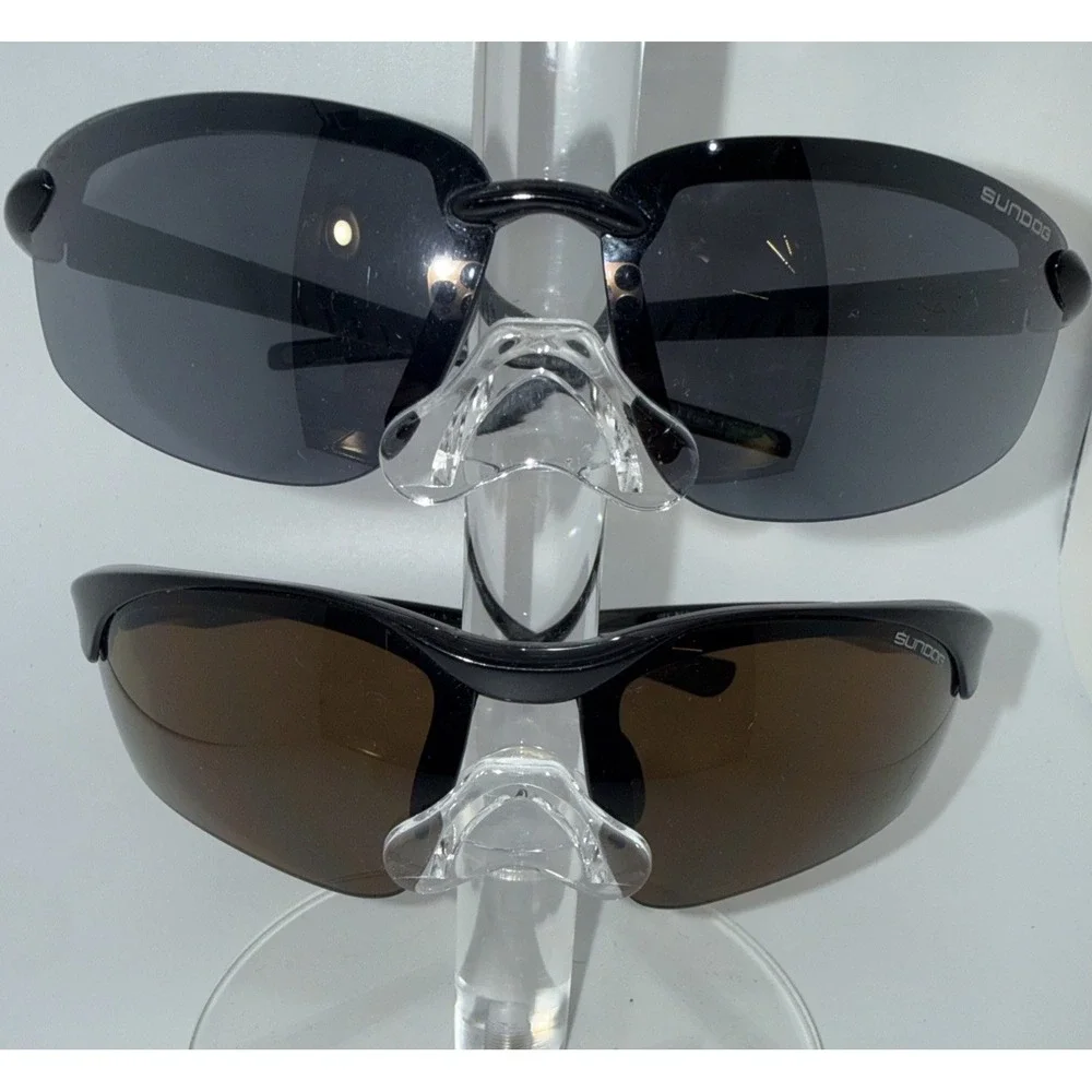 2 pair SUNDOG Authentic RARE Wrap Sunglasses - Black Bomb & Brown Flight- Invest